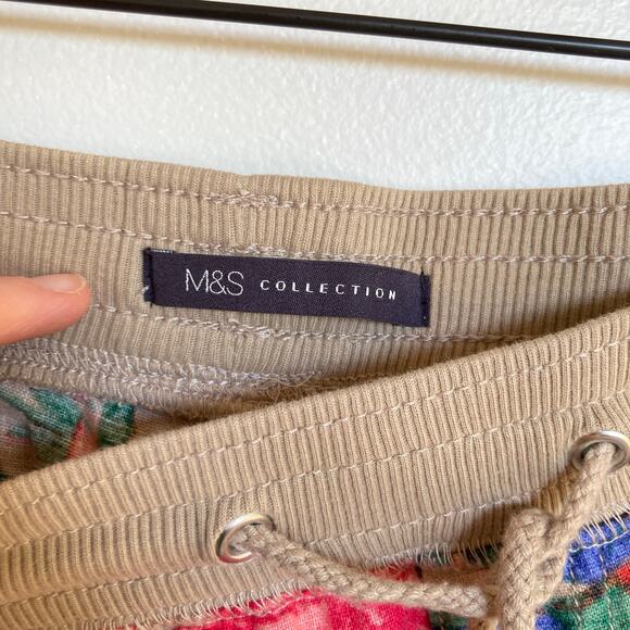 M&S Collection Women UK 14/US 10 Floral Linen Blend Ankle Pant Beachy Resort - Picture 5 of 11